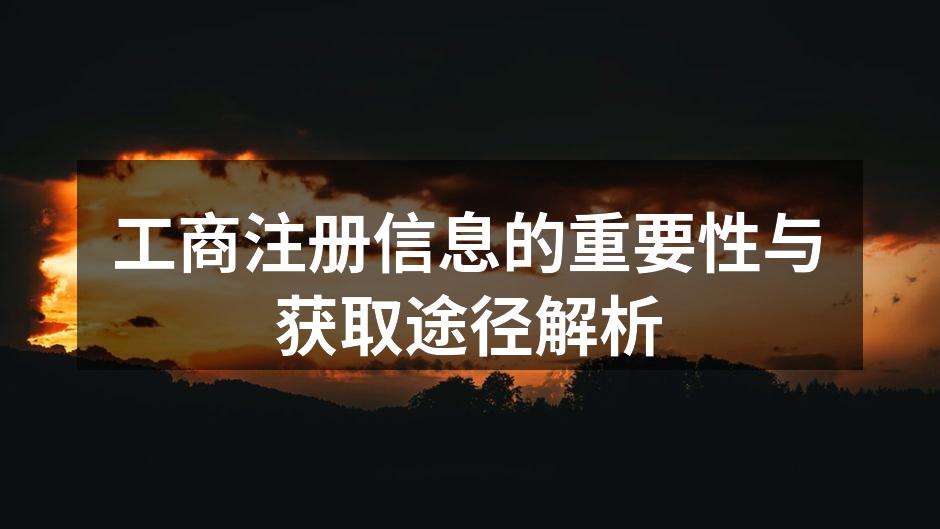 工商注册信息的重要性与获取途径解析